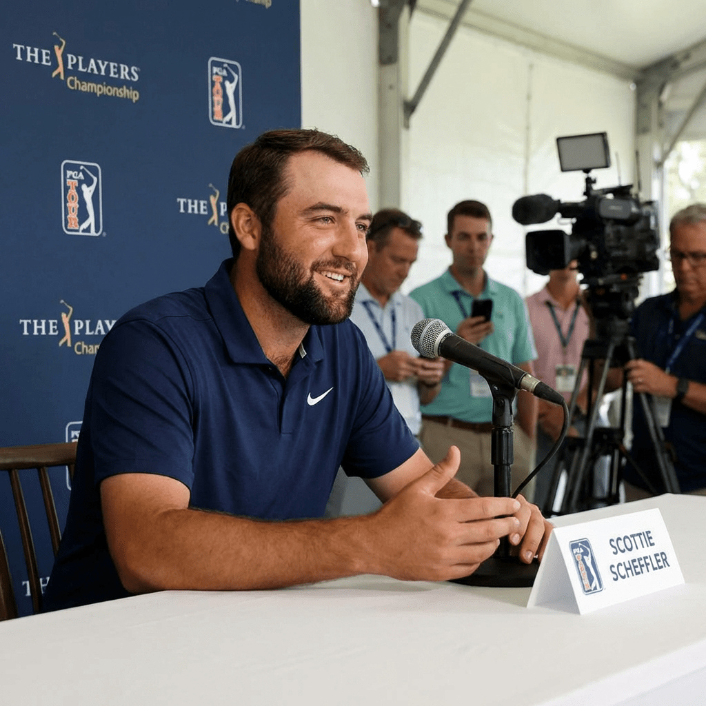 Scottie Scheffler during professional interview